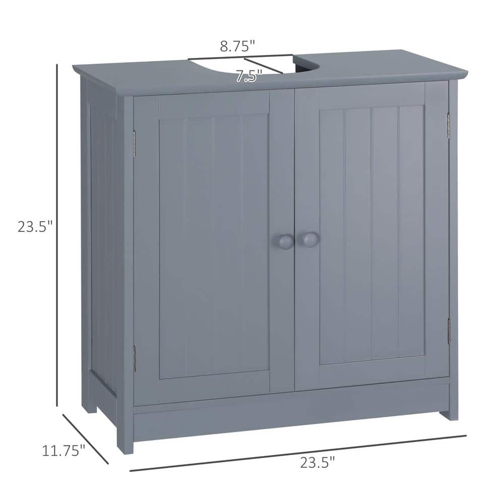 Gray MDF Pedestal Under Sink Bathroom Cabinet with Shelf