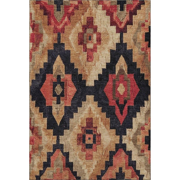 Mayfield Premium Machine Washable Abstract AMF1894 Rust 3 ft. x 4 ft. Area Rug