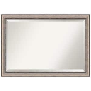 Lyla 40.25 in. x 28.25 in. Modern Silver Rectangle Framed Ornate Silver Bathroom Vanity Mirror