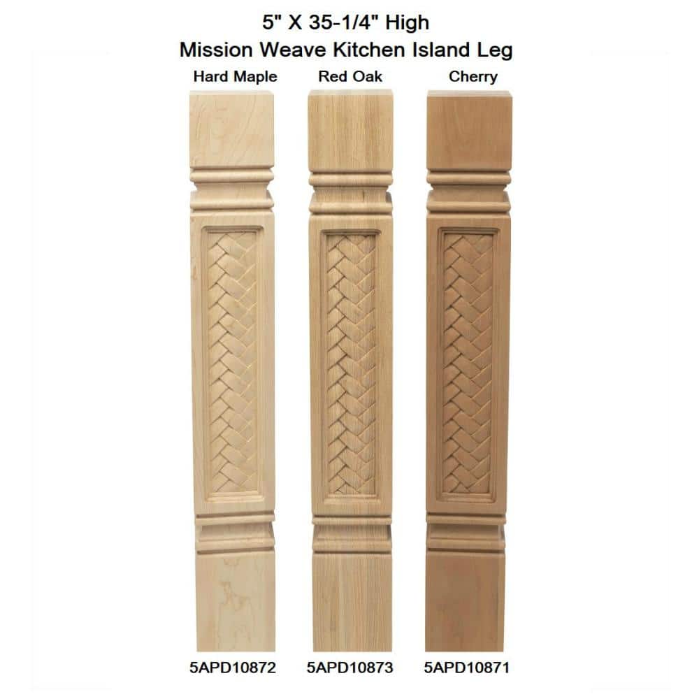 Unfinished Hard Maple Mission Weave Kitchen Island Leg 35.25"