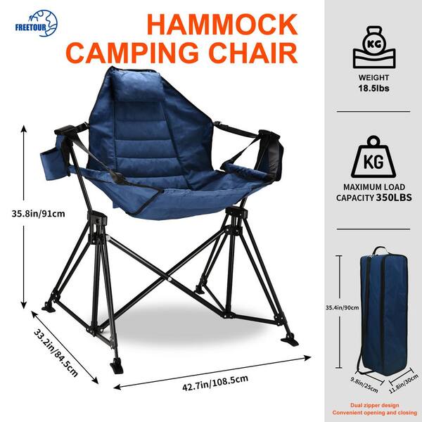 Dark Blue Metal Outdoor Folding Hammock Camping Chair 350 lbs 