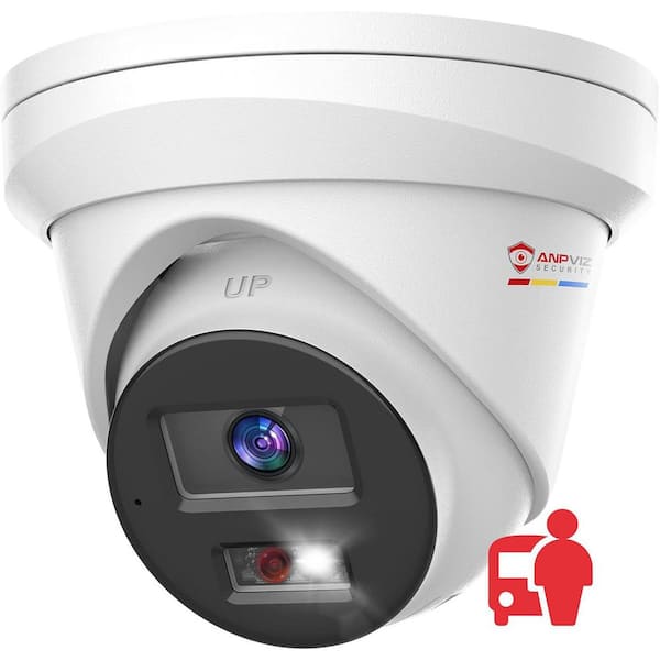 5MP POE Outdoor Smart Camera Plug-In Security Camera with Color Night Vision One Way Talk, White