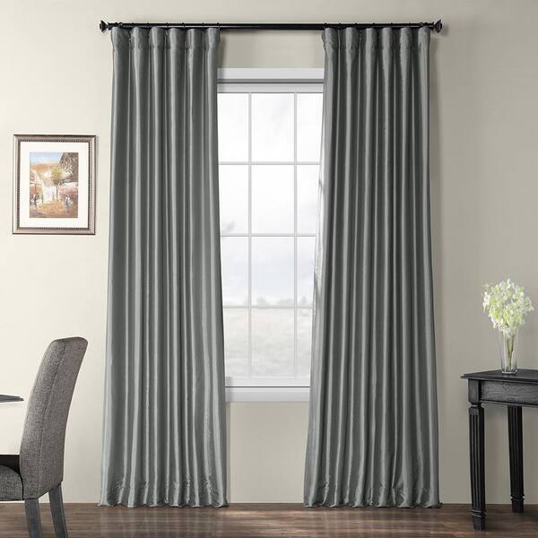 Photo 1 of Platinum Faux Silk Rod Pocket Blackout Curtain - 50 in. W x 108 in. L