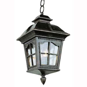 Briarwood 4-Light Antique Rust Hanging Outdoor Pendant Light with Water Glass