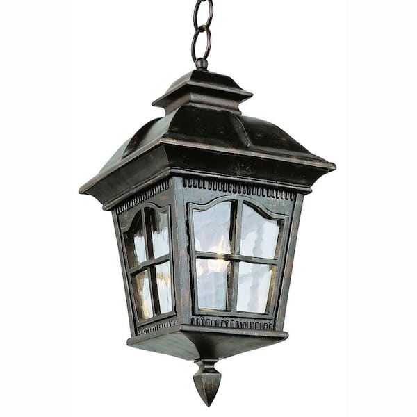 Bel Air Lighting Briarwood 4-Light Antique Rust Outdoor Pendant Light Fixture with Clear Water Glass