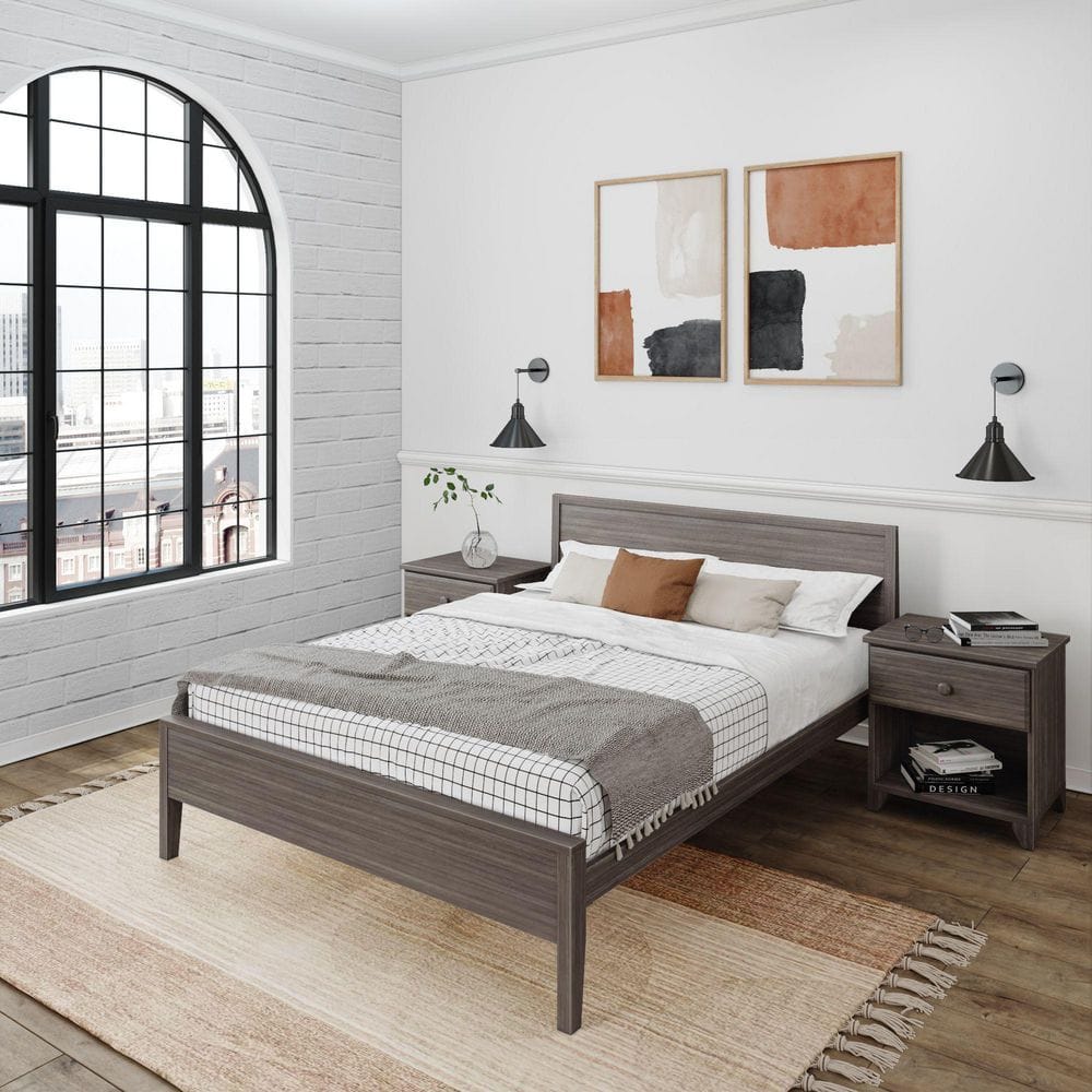 Classic Brown Solid Wood Frame Queen Panel Bed price history on PriceWatchPro