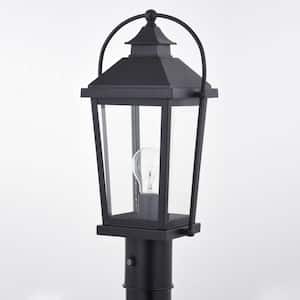 Lexington 1-Light Black Steel Hardwired Outdoor Weather Resistant Dusk to Dawn Post Light with No Bulbs Included