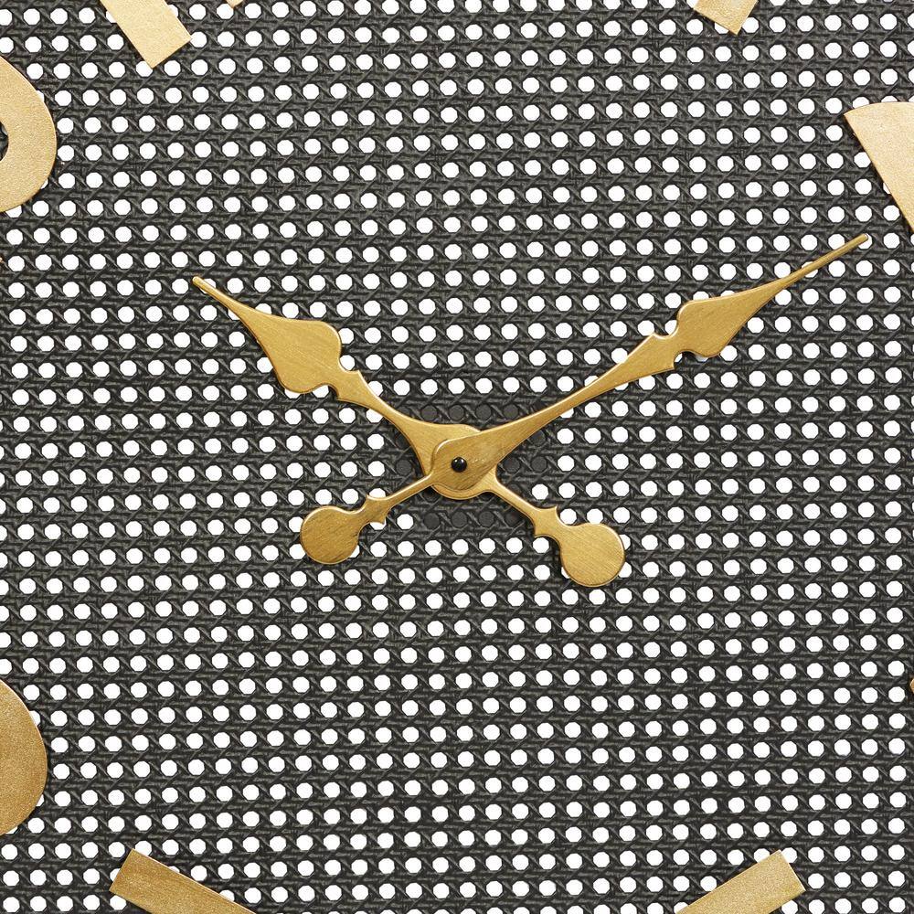 XL Black Metal Wall Clock with Gold Numbers