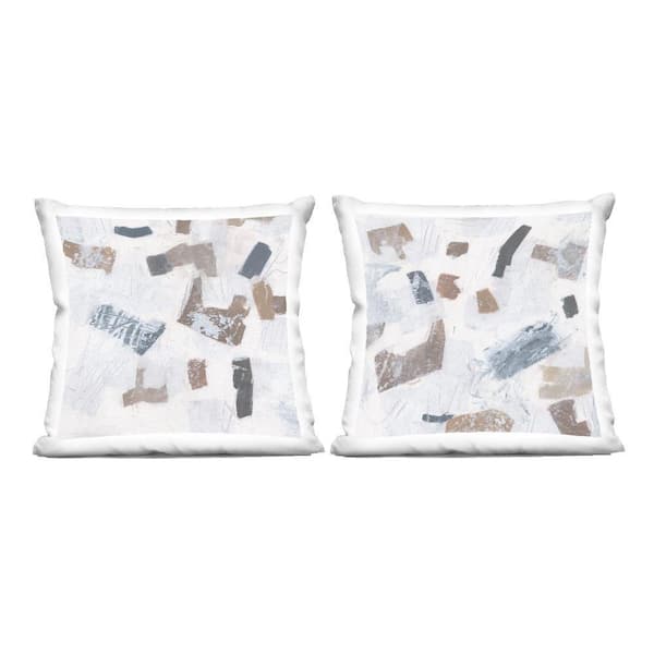Scattered Neutral Shapes Brown Abstract Polyester 18 in. X 18in. Throw Pillow, Set of 2