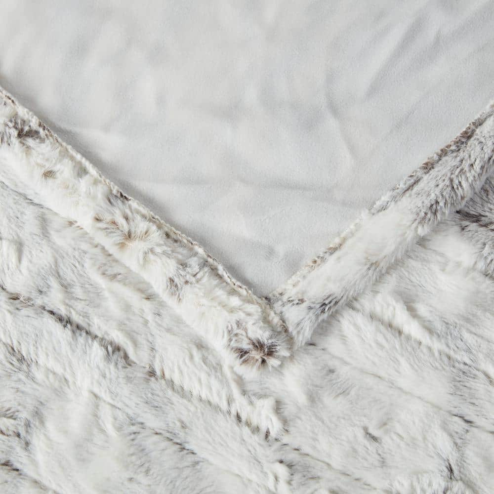Luxurious Oversized Natural Marble Heated Faux Fur Throw