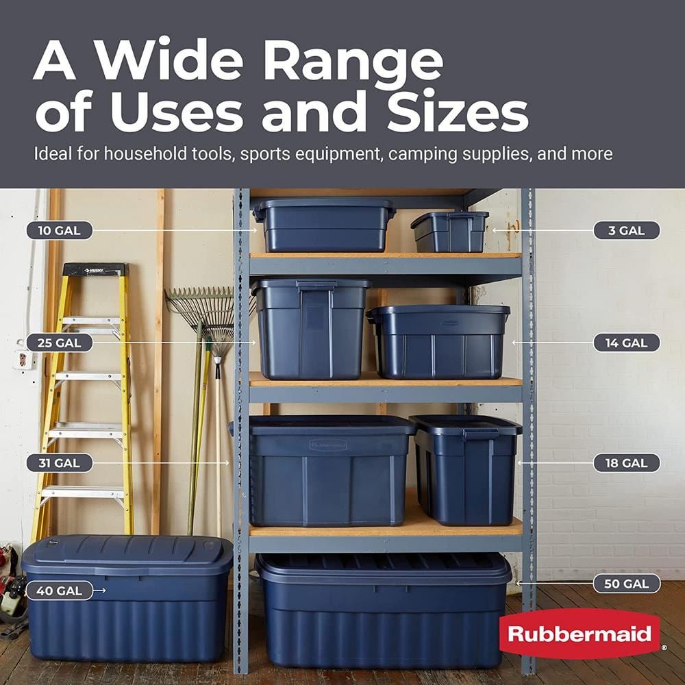 Roughneck 18 Gallon Dark Indigo Plastic Stackable Storage Totes