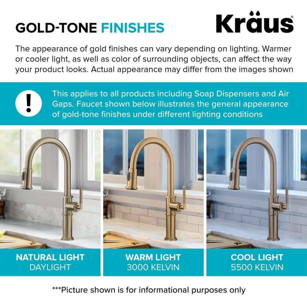 Brushed Gold Industrial Pull-Down Kitchen Faucet with Spray