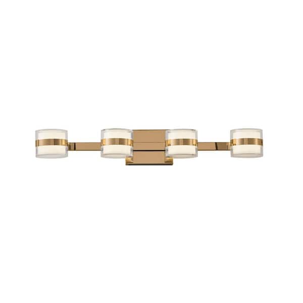 Maxax Austin 27.5 in. 4-Light Modern Gold Integrated LED Dimmble 3-CCT Vanity Light