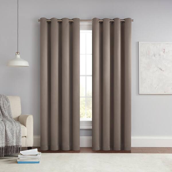 Eclipse Thermapanel Mushroom Solid Polyester 54 in. W x 54 in. L Grommet Room Darkening Curtain