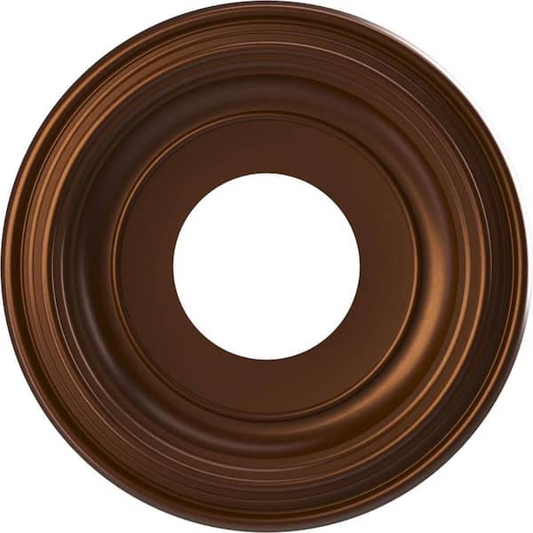 Ekena Millwork Traditional 10 in. O.D. x 3-1/2 in. I.D. x 1-1/8 in. P Thermoformed PVC Ceiling Medallion Metallic Dark Copper