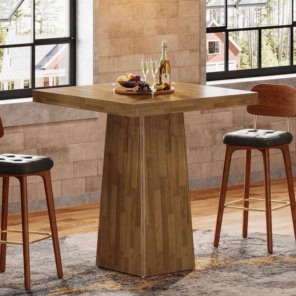 BYBLIGHT Kearsten 39 in. H Brown Square Bar Table BB-LD0118WXM