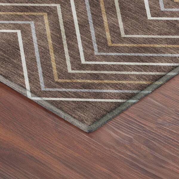 Mayfield Premium Machine Washable Abstract AMF2391 Brown 10 ft. x 14 ft. Area Rug
