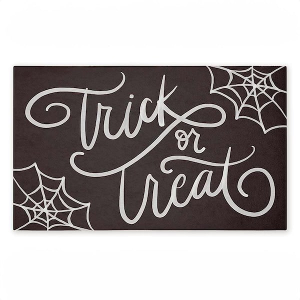 Trick or Treat Spider Webs Brown 18 in. x 30 in. Polyester Non-Slip Outdoor Door Mat