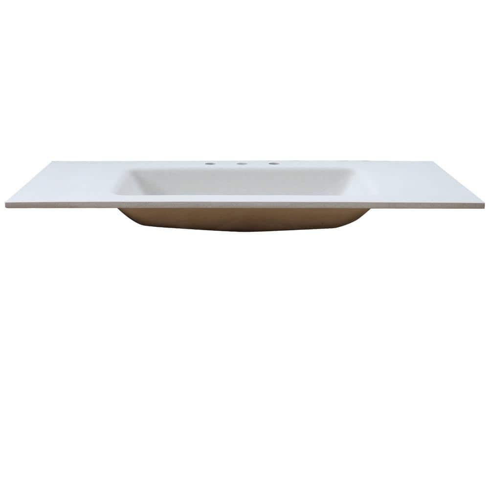 49'' Sandy White Concrete Single Bathroom Vanity Top with Integral Sink