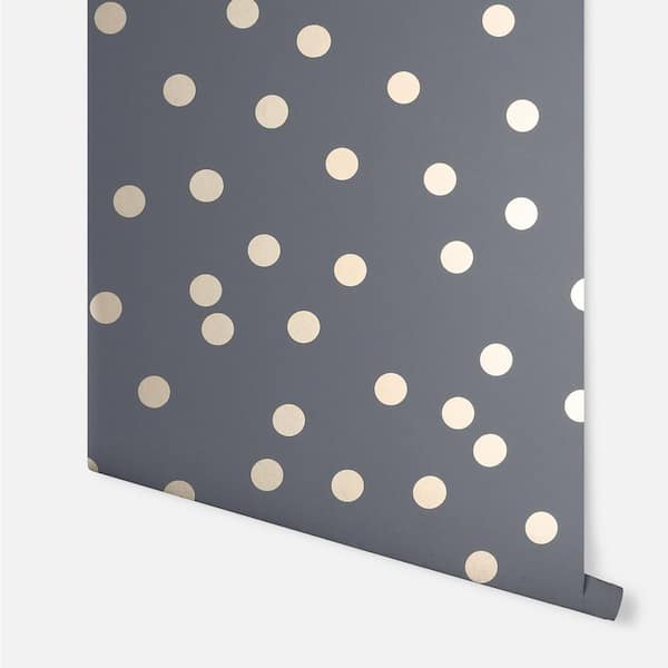 Priscella Charcoal Black Polka Dot Wallpaper Sample