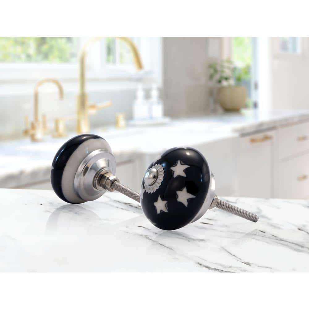 Hand-Painted Ceramic Round Knob with Mounting Hardware