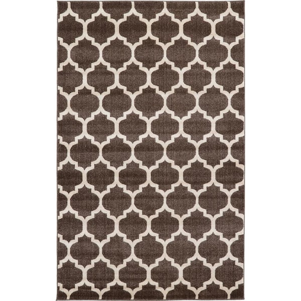 Trellis Philadelphia Dark Brown/Beige 5' 0 x 8' 0 Area Rug