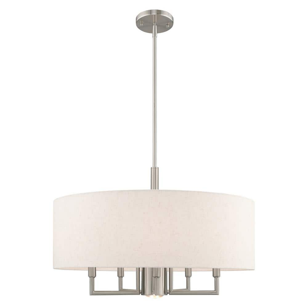 Livex Lighting Meridian 6 Light Brushed Nickel Pendant Chandelier 42605 ...