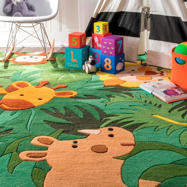 nuLOOM King Of The Jungle Playmat Green 5 ft. x 7 ft. Area Rug
