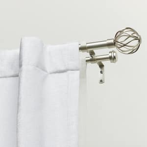 Ogee 36 in. - 72 in. Adjustable 1 in. Double Curtain Rod Kit in Matte Silver with Finial