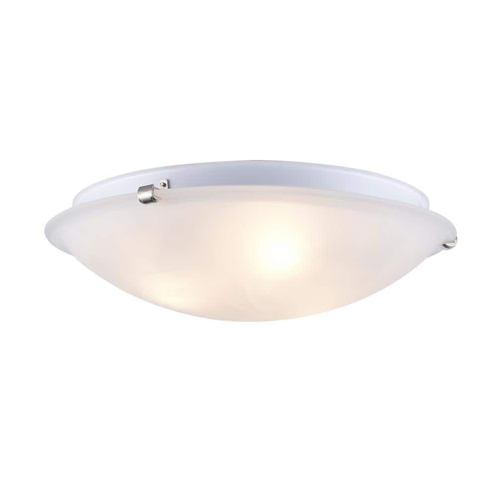 Cracka 15" Brushed Nickel Contemporary Flush Mount with Marbleized Glass