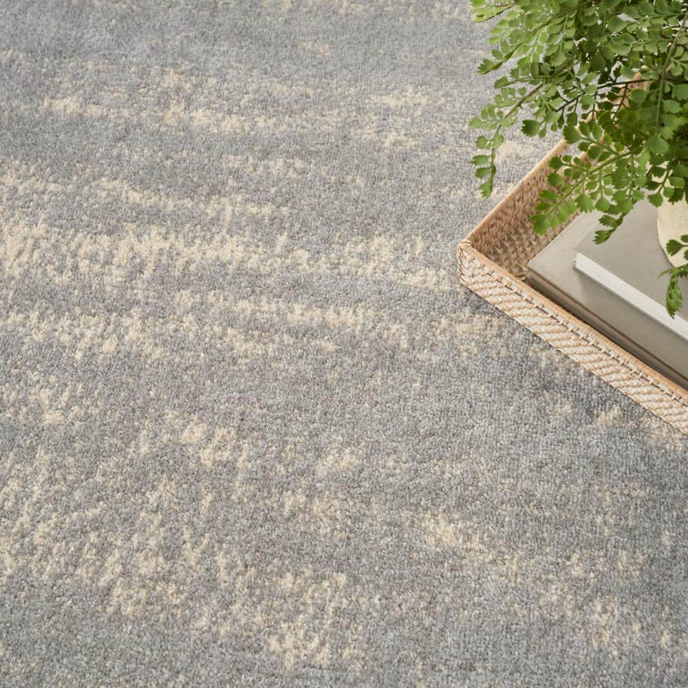 Modern Abstract Grey/Beige Synthetic 5' x 7' Easy-Care Outdoor Rug