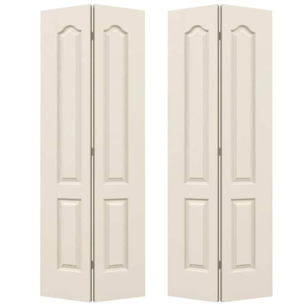 JELD-WEN 36 in. x 80 in. Camden Primed Textured Molded Composite Closet Bi-Fold Double Door