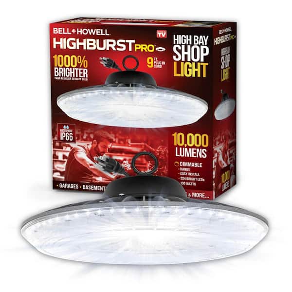 Bell + Howell Highburst 1 ft. 100-Watt Integrated LED Black 10,000 Lumen Dimmable High Bay Shop Light