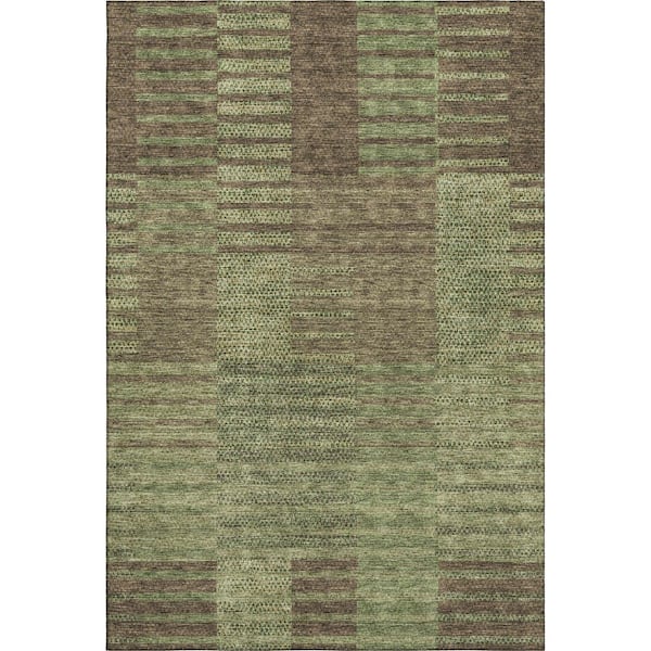 Mayfield Premium Machine Washable Abstract AMF954 Mocha 5 ft. x 7 ft. 6 in. Area Rug
