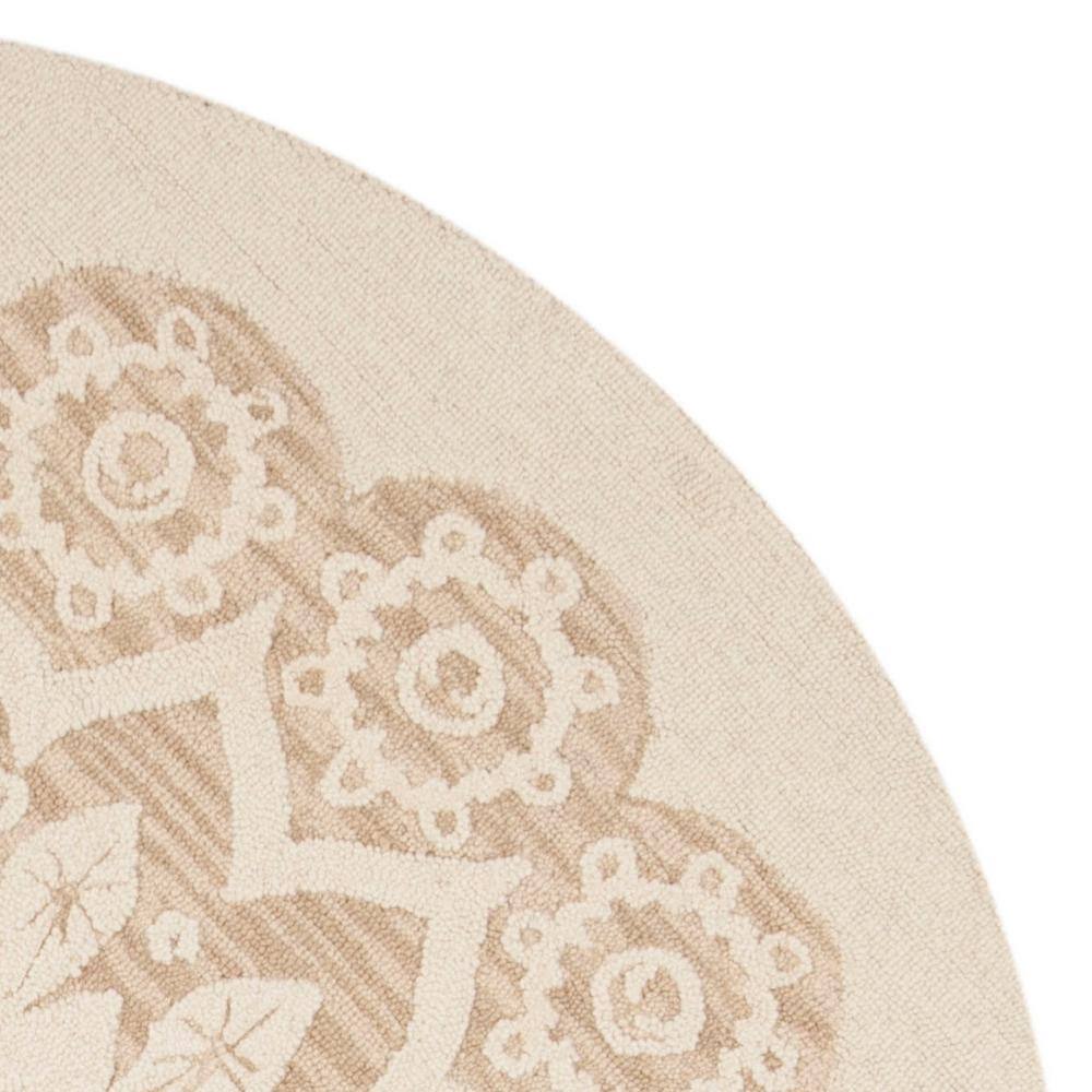 Ivory Floral Handmade Tufted Wool Round Area Rug
