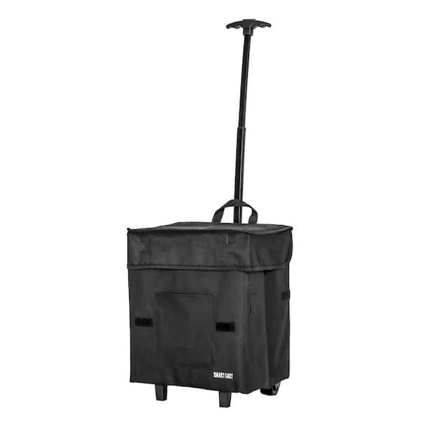 SMART CART Collapsible Roller Utility Dolly Basket Tote, Blackout