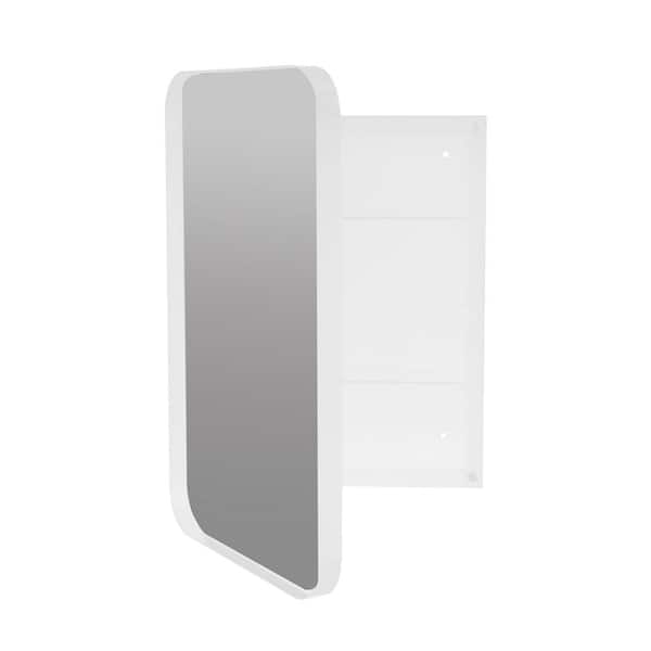 COWLOWN 16 in. W x 24 in. H White Rectangular Metal Framed Recessed Bathroom Medicine Cabinet with Mirror and Adjustable Shelves