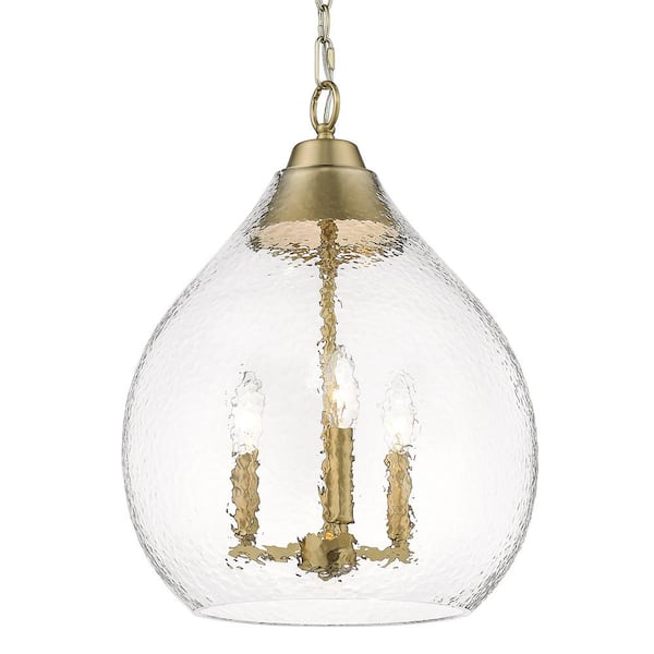 Golden Lighting Ariella 3-Light Brushed Champagne Bronze Mini Pendant with Glass Shade