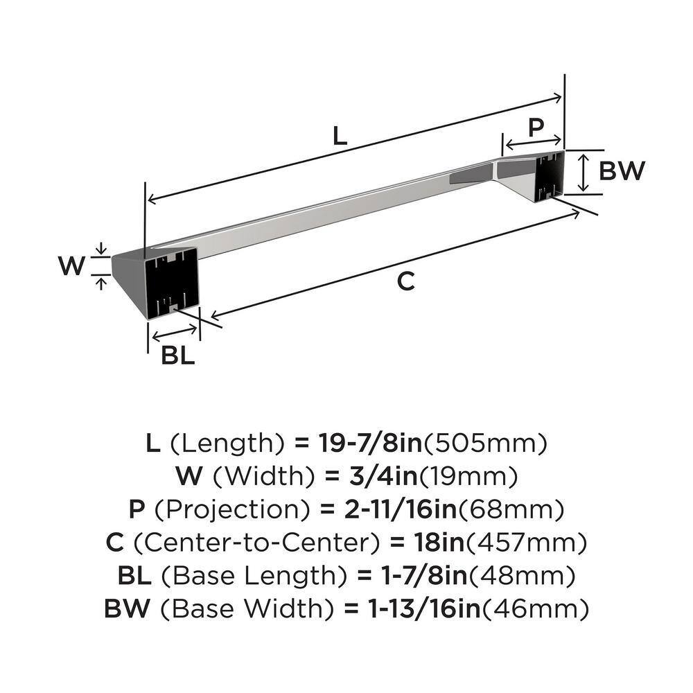 Blackrock 18-Inch Chrome Wall Mounted Towel Bar