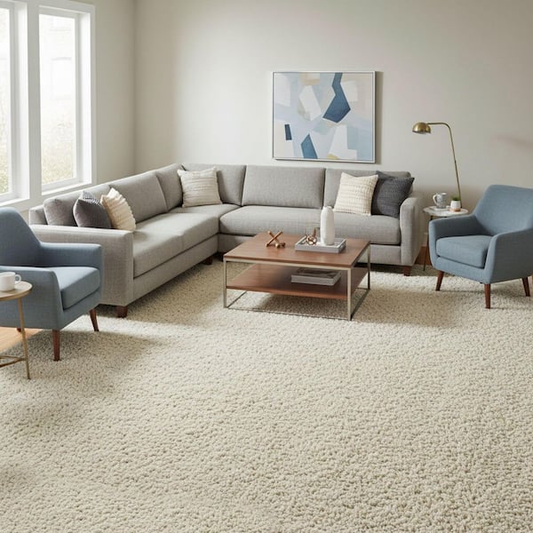 Cozy Plush Non-Slip Rubberback Soft Cream 8 ft. x 9 ft. Indoor Bedroom, Living Room Area Rug