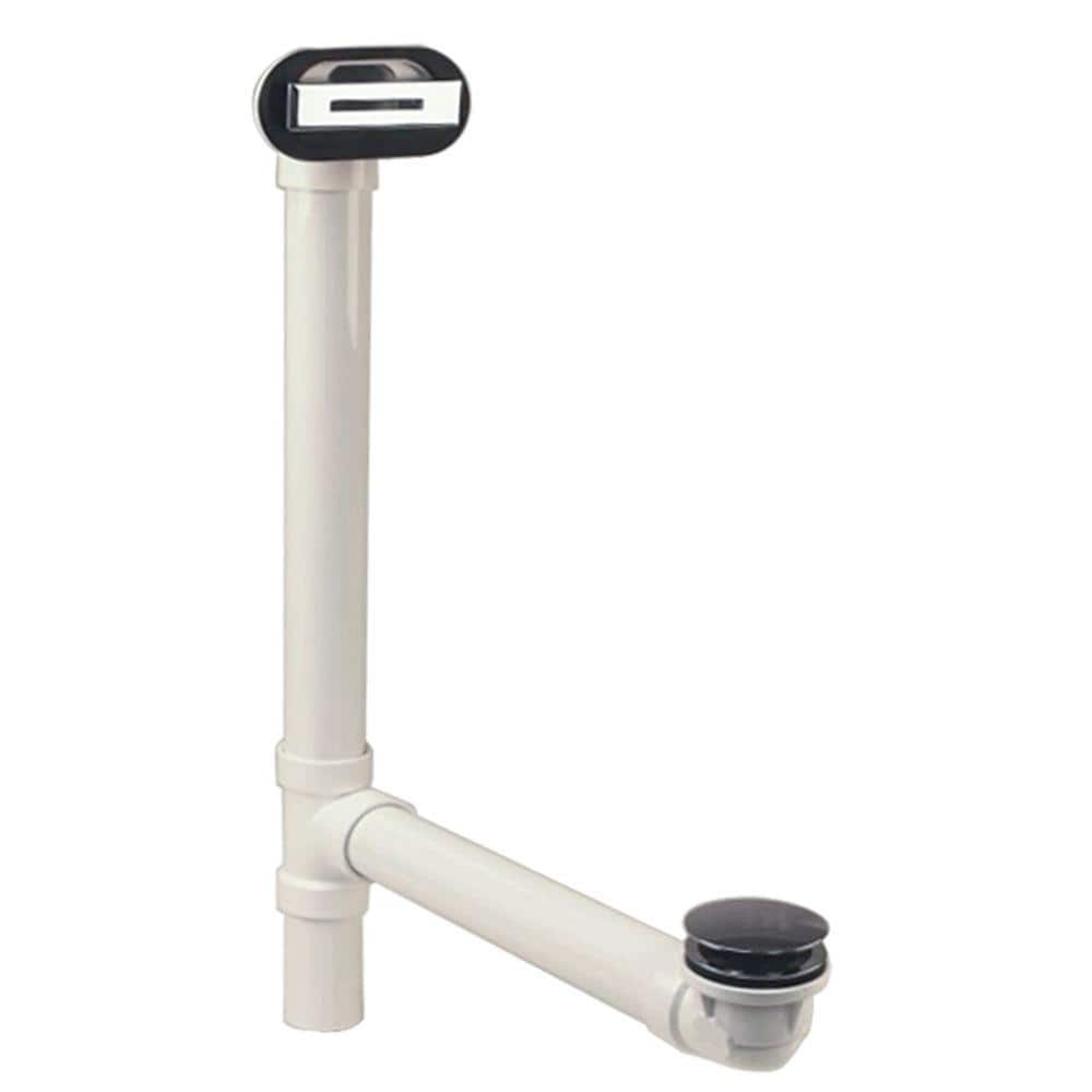 Westbrass D493244LD-26 25  Bath Waste Assembly with Tip-Toe Drain and Linear Overflow Faceplate - Sch. 40 PVC  Polished Chrome