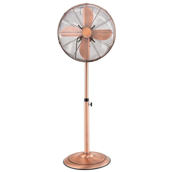 17.5 in. 3 Speeds Pedestal Fan in Copper with Settings Carrying Handle Aluminum