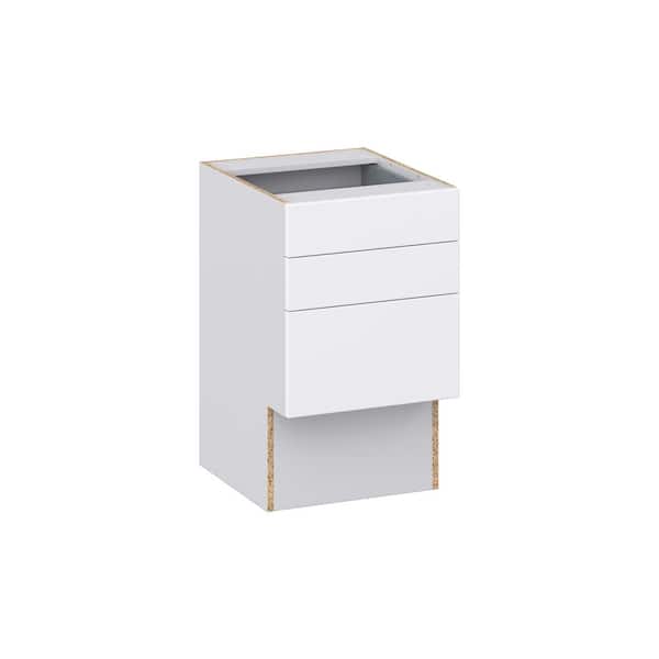 J COLLECTION Timberline 18 in. W x 21 in. D x 30 in. H Assembled Slab Accessible ADA Bath Drawer Base Kitchen Cabinet in Bright White