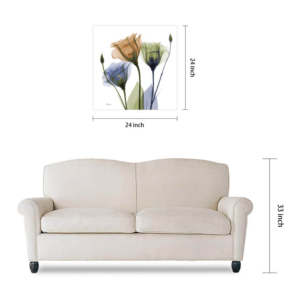 Gentian Buddies Multicolored Tempered Glass Wall Art, 24" x 24"