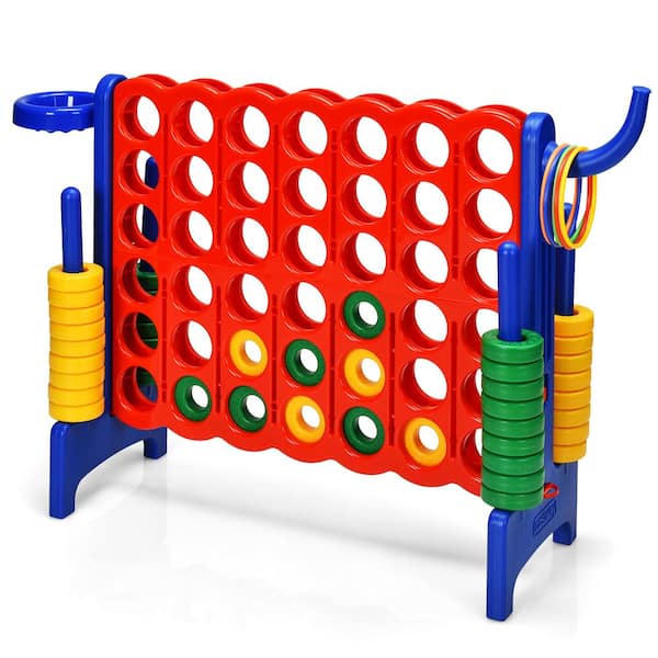 HONEY JOY 4-to-Score Giant Game Set for Kids Educational Toys with Ring Game and Basketball Hoop Indoor Outdoor Blue