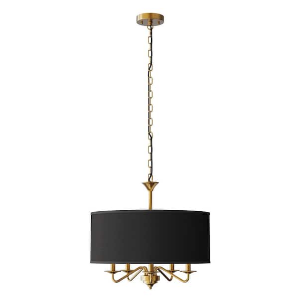 5-Light Gold Modern Chandelier with White Shades E12 for Dining Room Kitchen Living Room (Light Bulbs Not Included)