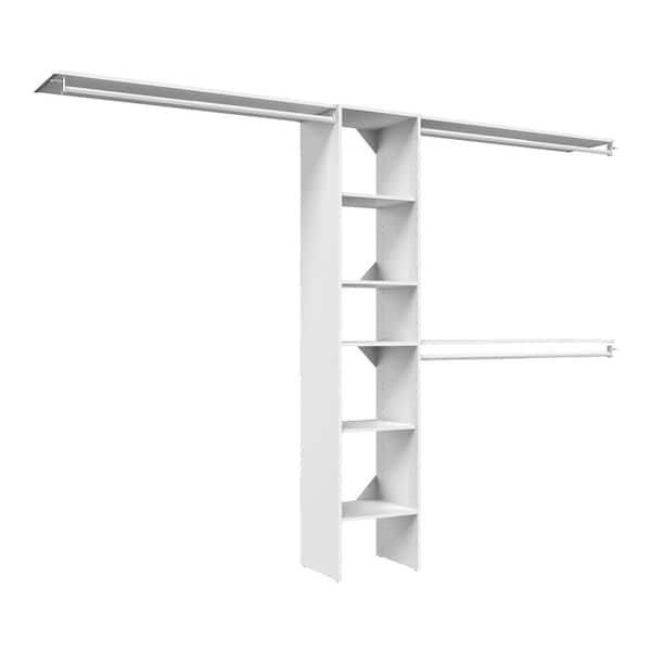 Selectives 76.85 in. W x 112.85 W White Basic Narrow Wood Closet System Kit with Top Shelves