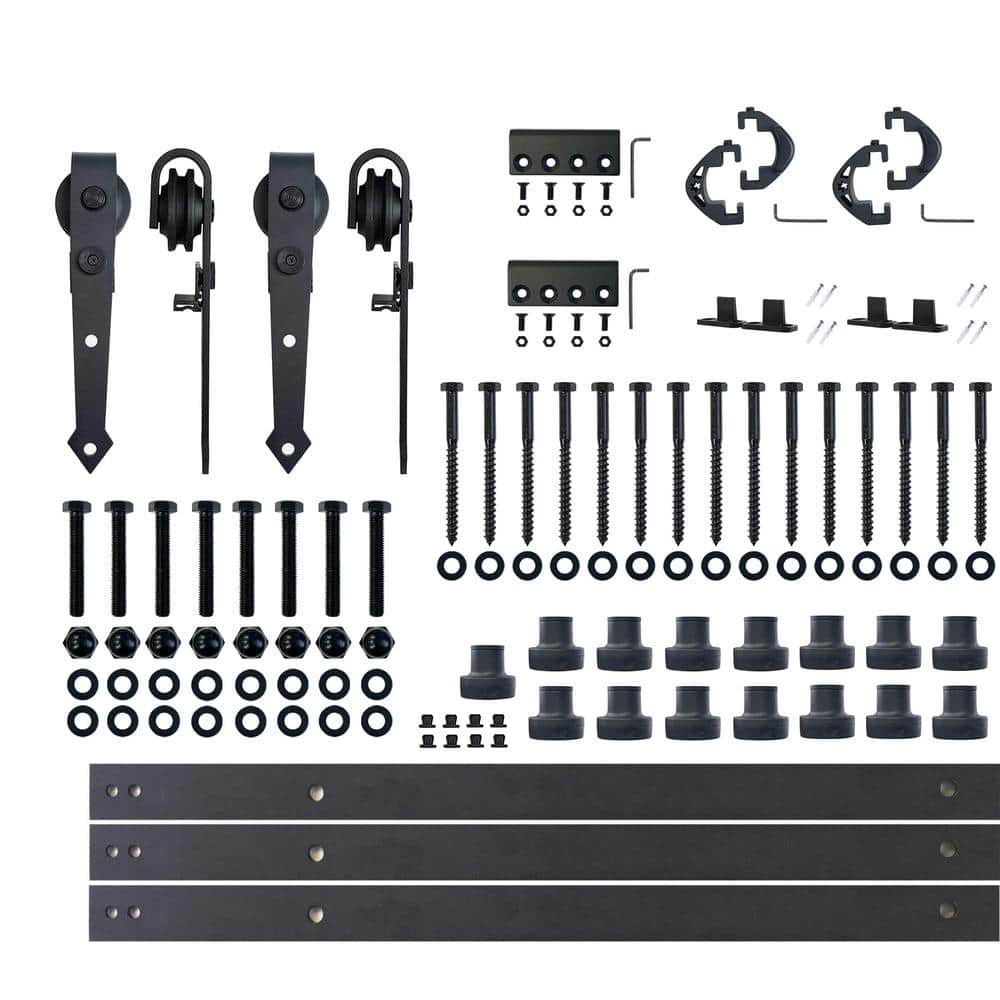 20 ft./240 in. Black Rustic Non-Bypass Sliding Barn Door Hardware Kit Arrow Design Roller for Double Doors price history on PriceWatchPro