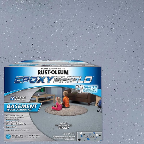 Rust-Oleum EpoxyShield 1 gal. Gray Satin Basement Floor Coating Kit (2-Pack)