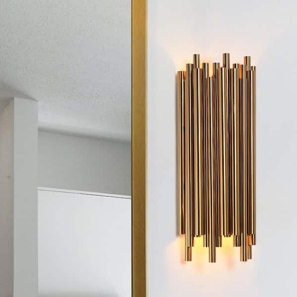 LNC Labysperia 5.5 in. 2-Light Plating Brass Wall Sconce with Metal Tubes